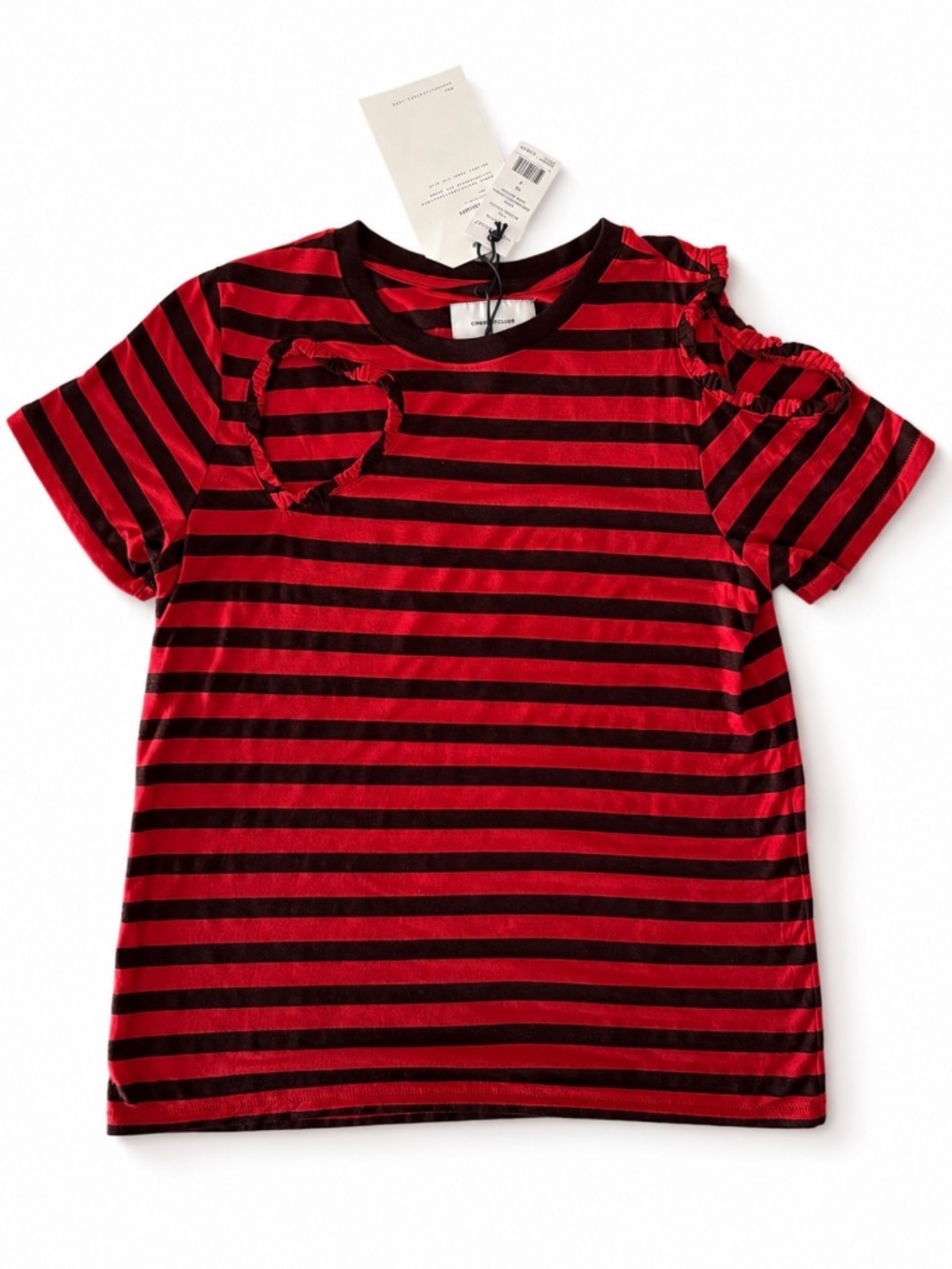 CURRENT/ELLIOT "The Brittan Tee" Heart Cutout Stripe Tee - NWT